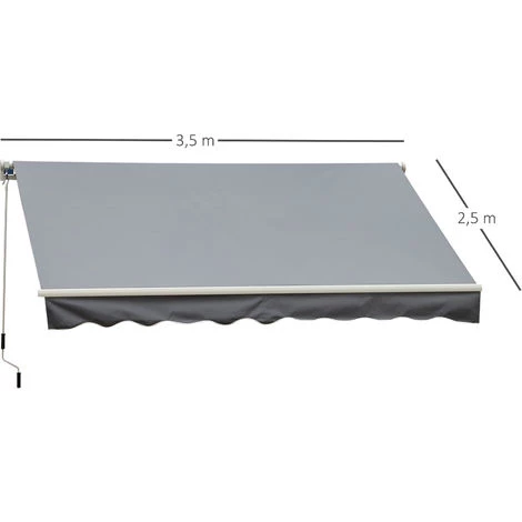 Outsunny Store Banne Manuel Rétractable Aluminium Polyester Imperméabilisé 3,5L X 2,5l M Gris - Gris 5 Outsunny Store Banne Manuel Rétractable Aluminium Polyester Imperméabilisé 3,5L X 2,5l M Gris - Gris – Image 3