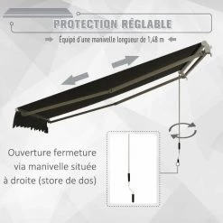 Outsunny Store Banne Manuel Rétractable Aluminium Polyester Imperméabilisé 3,5L X 2,5l M Gris - Gris 11 Outsunny Store Banne Manuel Rétractable Aluminium Polyester Imperméabilisé 3,5L X 2,5l M Gris - Gris -Outsunny Soldes Magasin 7598289 5
