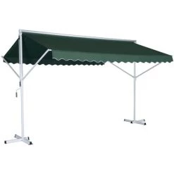 Outsunny Store Double Pente Manuel Rétractable Métal Polyester Imperméabilisé 3,5L X 2,94l X 2,5H M Vert Foncé - Vert