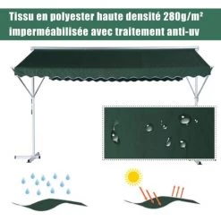 Outsunny Store Double Pente Manuel Rétractable Métal Polyester Imperméabilisé 3,5L X 2,94l X 2,5H M Vert Foncé - Vert -Outsunny Soldes Magasin 7598291 4