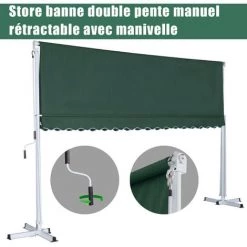 Outsunny Store Double Pente Manuel Rétractable Métal Polyester Imperméabilisé 3,5L X 2,94l X 2,5H M Vert Foncé - Vert -Outsunny Soldes Magasin 7598291 5
