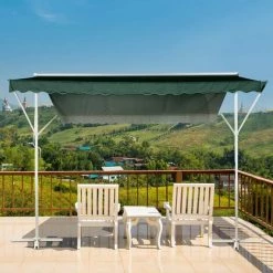 Outsunny Store Double Pente Manuel Rétractable Inclinaison Réglable Métal Polyester Imperméabilisé 3,95L X 2,98l X 2,55H M Vert Foncé - Vert -Outsunny Soldes Magasin 7598292 2