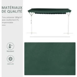 Outsunny Store Double Pente Manuel Rétractable Inclinaison Réglable Métal Polyester Imperméabilisé 3,95L X 2,98l X 2,55H M Vert Foncé - Vert -Outsunny Soldes Magasin 7598292 5