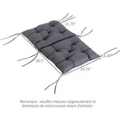 Outsunny Lot De 2 Coussins Matelas Assise Dossier 2 En 1 Pour Chaise Fauteuil Grand Confort 98L X 50l X 8H Cm Gris - Gris -Outsunny Soldes Magasin 7827358 3