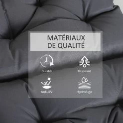 Outsunny Lot De 2 Coussins Matelas Assise Dossier 2 En 1 Pour Chaise Fauteuil Grand Confort 98L X 50l X 8H Cm Gris - Gris -Outsunny Soldes Magasin 7827358 5