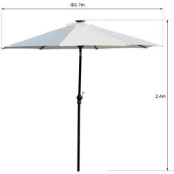 Outsunny Parasol Octogonal Inclinable Ø 2,7 X 2,4 M Lumineux Solaire 24 LED Polyester Haute Densité 180 G/m² Crème -Outsunny Soldes Magasin 7851576 3