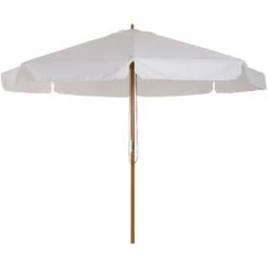 Outsunny Parasol Droit Rond Grande Taille De Jardin Ø 3,25 X 2,5H M Bois De Bambou Polyester Crème - Crème
