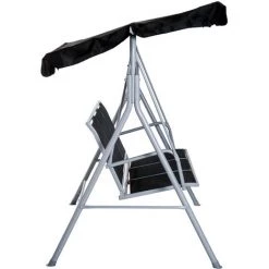 Outsunny Balancelle De Jardin 3 Places Grand Confort Toit Imperméabilisé Inclinaison Réglable Assise Et Dossier Ergonomique Acier Textilène Noir - Noir -Outsunny Soldes Magasin 8011414 5