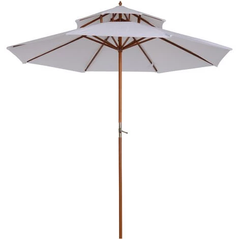 Outsunny Parasol En Bois Peuplier Droit 2 Toit Polyester 180 G/m² Dia. 2,7 X 2,6H M Blanc 3 Outsunny Parasol En Bois Peuplier Droit 2 Toit Polyester 180 G/m² Dia. 2,7 X 2,6H M Blanc
