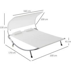 Outsunny Bain De Soleil 2 Places Lit De Jardin Design Contemporain Toit Réglable 2 Roulettes 2 Oreillers Acier époxy Polyester Crème 9 Outsunny Bain De Soleil 2 Places Lit De Jardin Design Contemporain Toit Réglable 2 Roulettes 2 Oreillers Acier époxy Polyester Crème -Outsunny Soldes Magasin 8192708 3