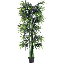 Outsunny Bambou Artificiel XXL 1,80H M 1105 Feuilles Denses Réalistes Pot Inclus Noir Vert