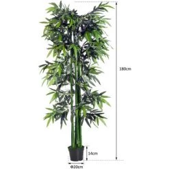Outsunny Bambou Artificiel XXL 1,80H M 1105 Feuilles Denses Réalistes Pot Inclus Noir Vert -Outsunny Soldes Magasin 8612412 3