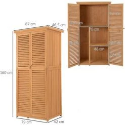 Outsunny Armoire De Jardin Abri Jardin Remise Pour Outils Sur Pied Dim. 79L X 42l X 160H Cm 2 étagères Portes Persiennes Toit Bitumé étanche Bois Pin Pré-huilé - Marron -Outsunny Soldes Magasin 9758249 3